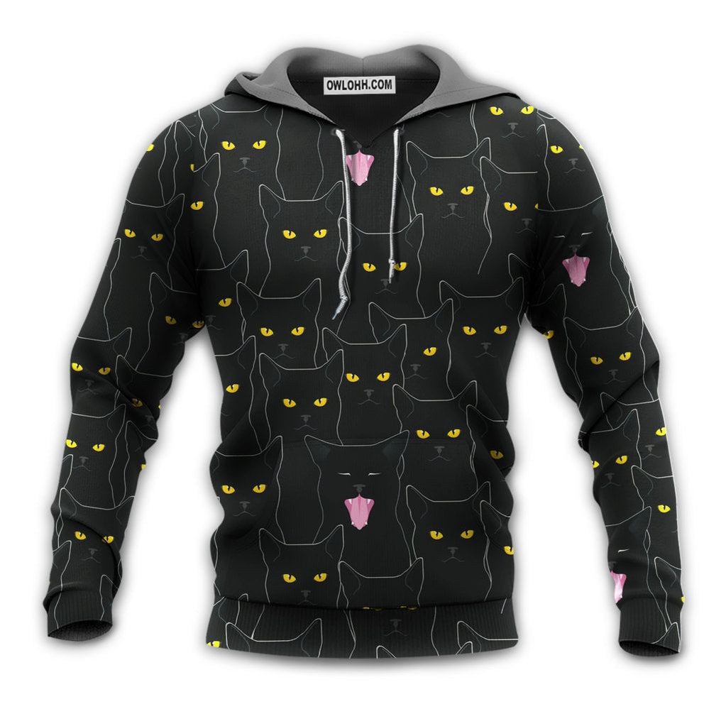 Black Cat Lovely Looking At You - Hoodie - Owl Ohh - Owl Ohh