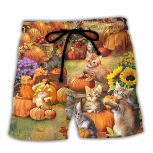 Thanksgiving Cat Wish You Happy Thanksgiving - Beach Short - Owl Ohh - Owl Ohh