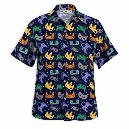 DnD Game Controller Black Large Pattern - Hawaiian Shirt - Owl Ohh - Owl Ohh