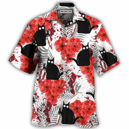 Black Cat Blood Stains - Hawaiian Shirt - Owl Ohh - Owl Ohh