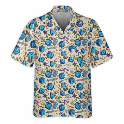DnD Dice Sword Pattern Small - Hawaiian Shirt - Owl Ohh - Owl Ohh