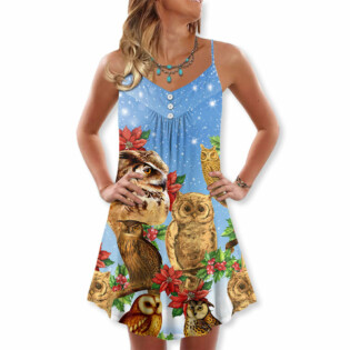 Owl Family Retro Merry Christmas - V-neck Sleeveless Cami Dress - Owl Ohh - Owl Ohh