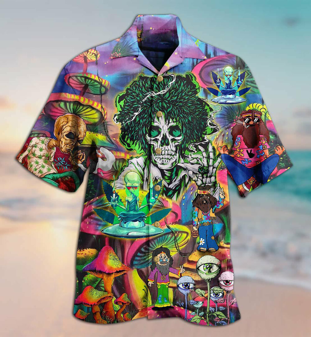 Hippie Skull Alien Mix Color - Hawaiian Shirt - Owl Ohh - Owl Ohh