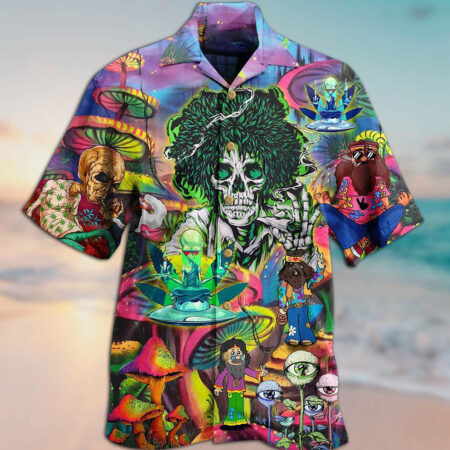 Hippie Skull Alien Mix Color - Hawaiian Shirt - Owl Ohh - Owl Ohh