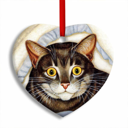 Cat Cute Tabby Art Style - Heart Ornament - Owl Ohh - Owl Ohh