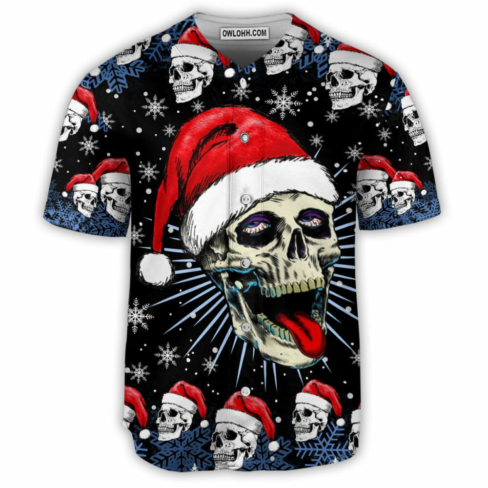 Skull Christmas On The Naughty Listand I Regret Nothing - Baseball Jersey - Owl Ohh - Owl Ohh