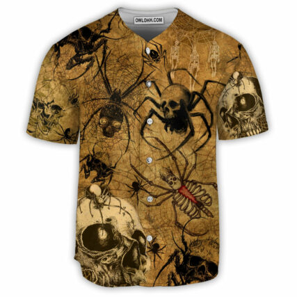 Skull Im Only Here For The Spiders - Baseball Jersey - Owl Ohh - Owl Ohh