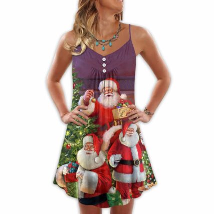 Christmas Funny Santa Claus Gift For Xmas So Happy - V-neck Sleeveless Cami Dress - Owl Ohh - Owl Ohh