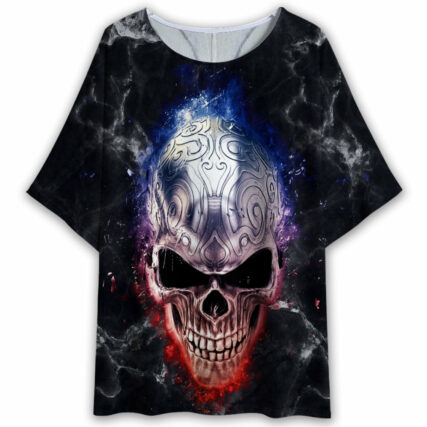 Skull Steel Dark Style - Women's T-shirt With Bat Sleeve - Owl Ohh - Owl Ohh