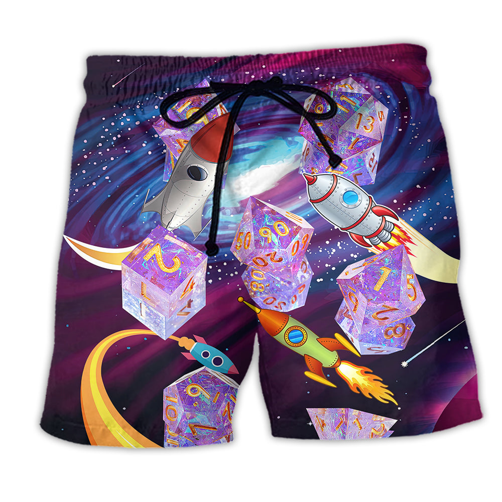 D20 Galaxy Where Are Space Ship Going - Beach Short - Owl Ohh - Owl Ohh