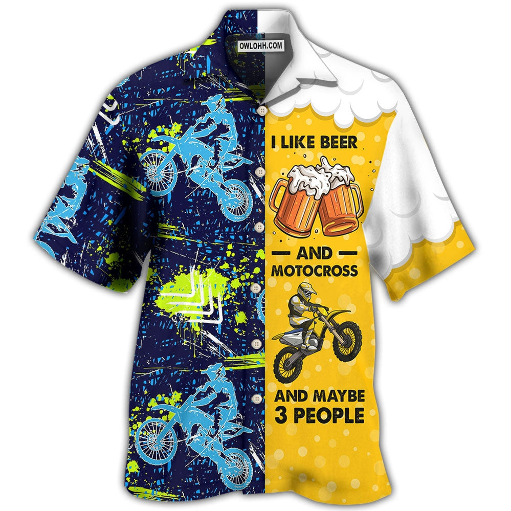 Beer I Like Beer And Motocross - Hawaiian Shirt - Owl Ohh - Owl Ohh