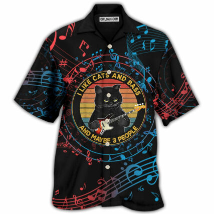Guitar I Like Cats And Bass - Hawaiian Shirt - Owl Ohh - Owl Ohh