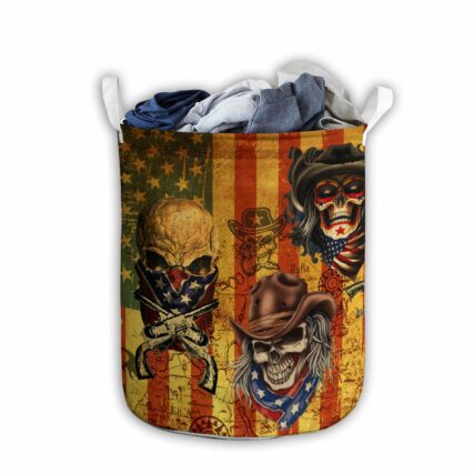 Skull Cowboy America Retro - Laundry Basket - Owl Ohh - Owl Ohh