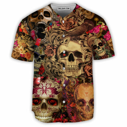 Skull Day Of The Dead - Baseball Jersey - Owl Ohh - Owl Ohh
