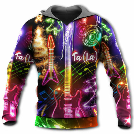 Christmas Guitar Tree Happy Glow Light Style - Hoodie - Owl Ohh - Owl Ohh