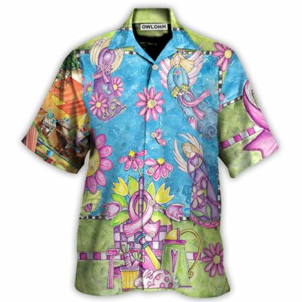 Breast Cancer Courage Angel With Pink Ribbon - Hawaiian Shirt - Owl Ohh - Owl Ohh