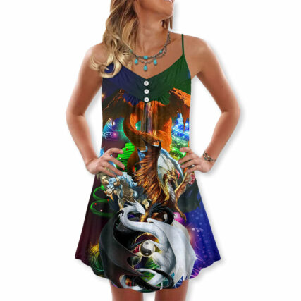 Christmas Dragon And Merry Christmas - V-neck Sleeveless Cami Dress - Owl Ohh - Owl Ohh