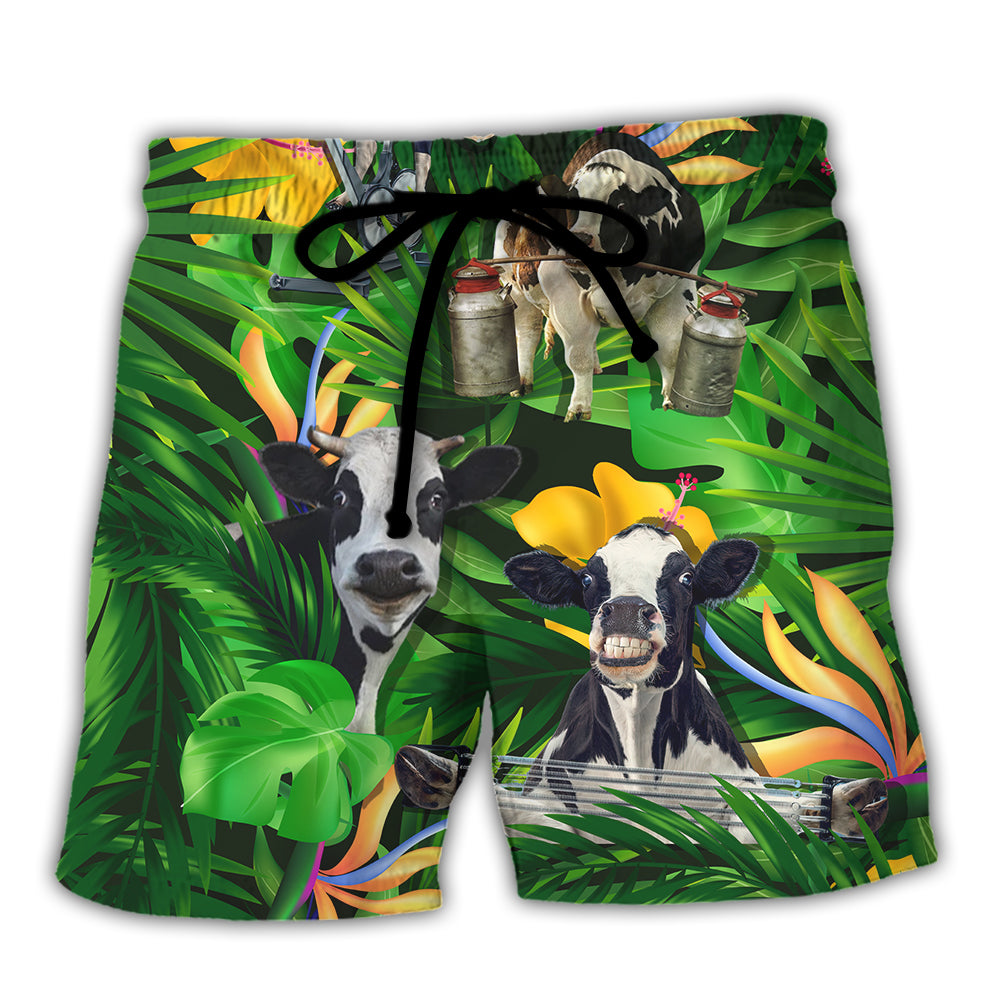 Cow Dancing And Play Funny Tropical Style - Beach Short - Owl Ohh - Owl Ohh