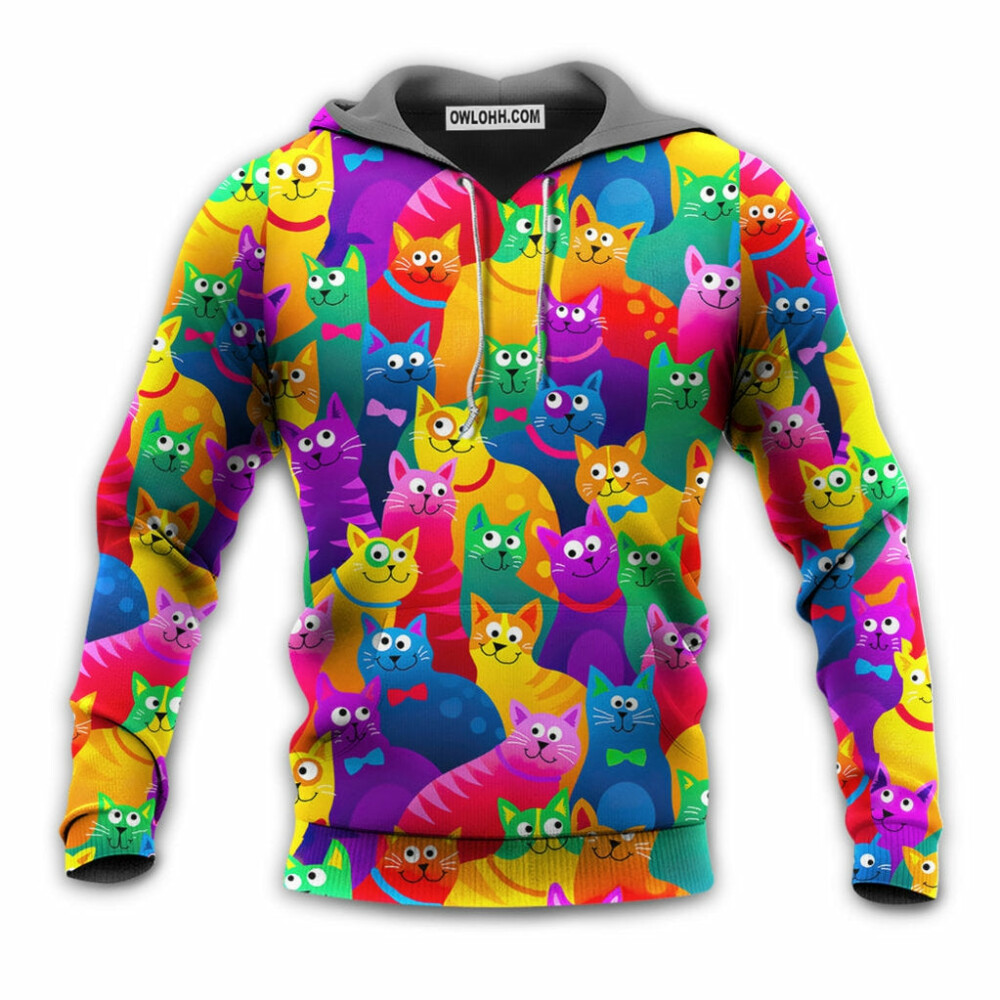 Cats Funny Colorful Style - Hoodie - Owl Ohh - Owl Ohh
