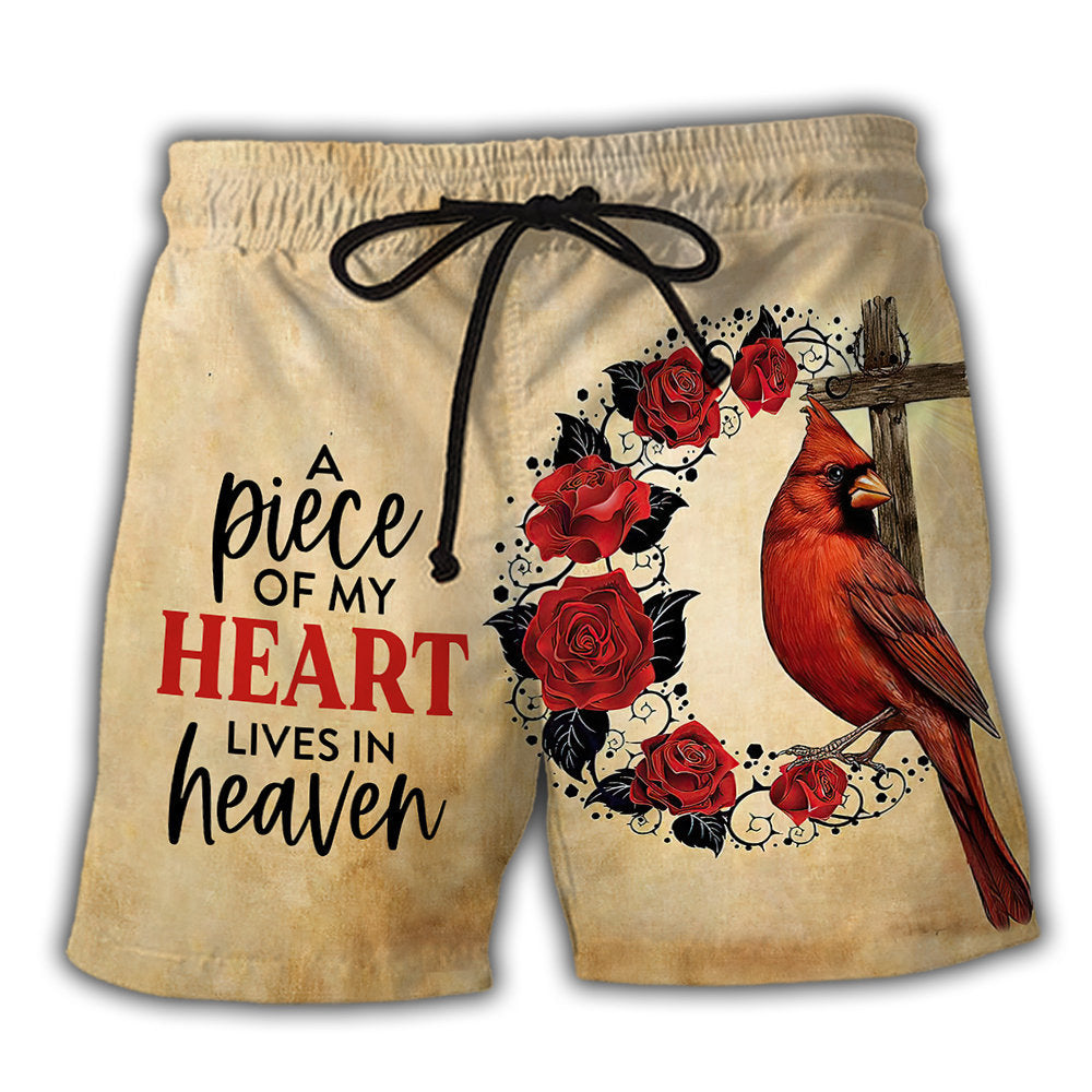 Cardinal A Big Piece Of My Heart Lives In Heaven - Beach Short - Owl Ohh - Owl Ohh