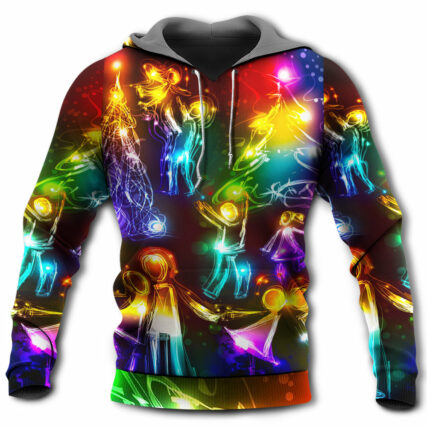 Christmas Family Happy Love Tree Neon Light Style - Hoodie - Owl Ohh - Owl Ohh