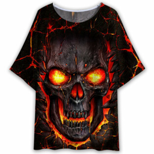 Skull Devil Fire Angry - Women's T-shirt With Bat Sleeve - Owl Ohh - Owl Ohh