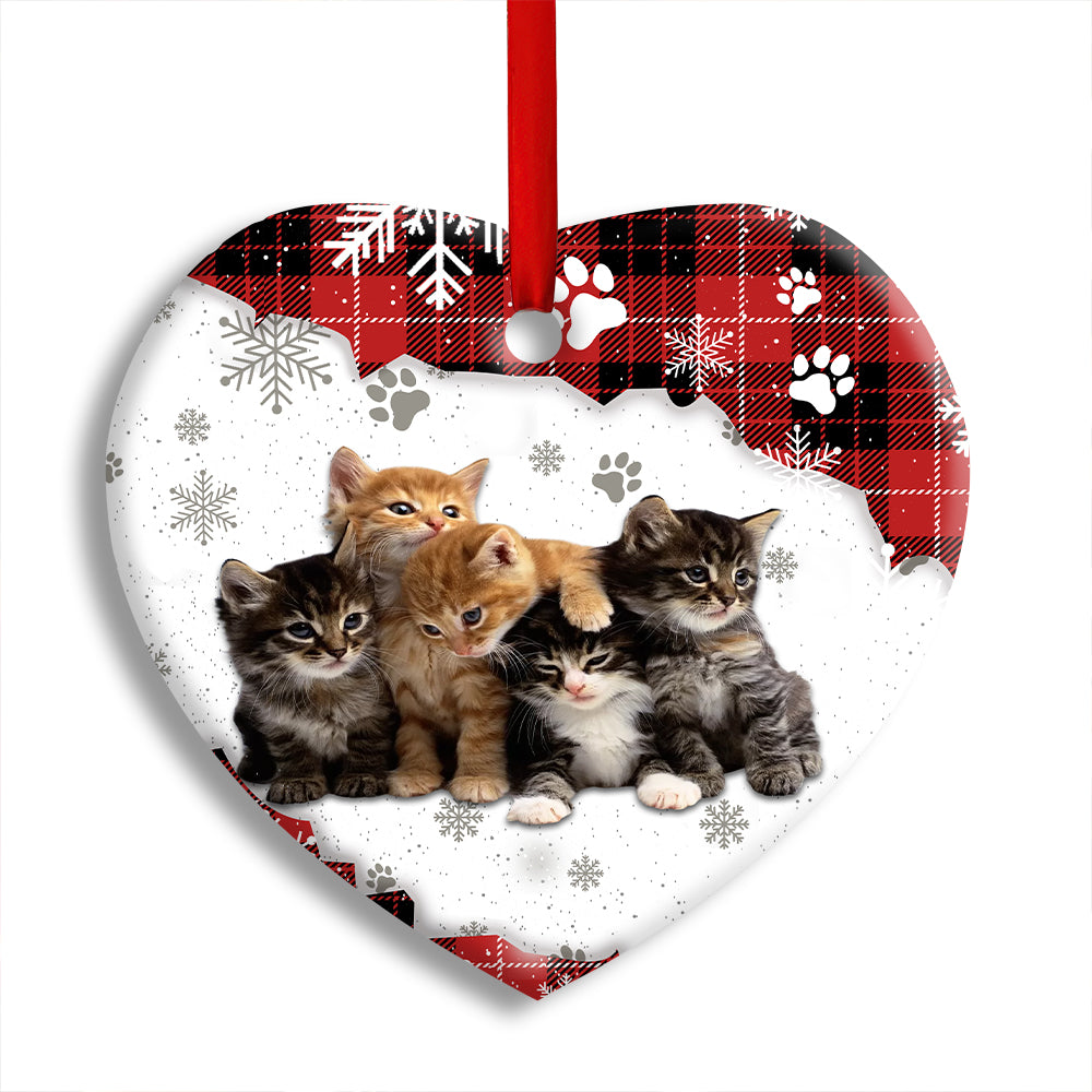 Christmas Cat Loves Snow - Heart Ornament - Owl Ohh - Owl Ohh