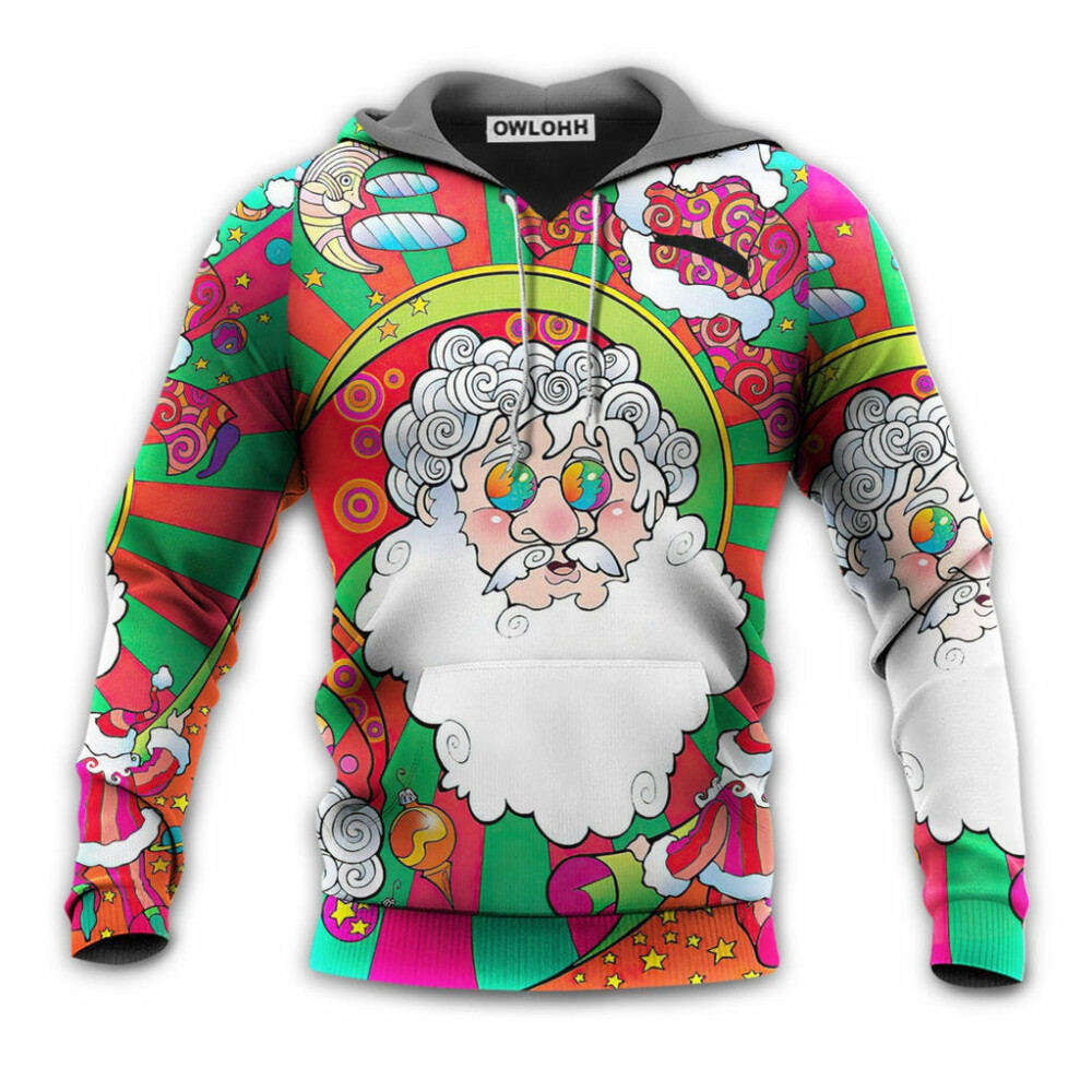 Christmas Santa Claus Psychedelic Colorful Hippie - Hoodie - Owl Ohh - Owl Ohh