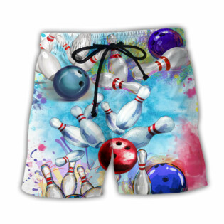 Bowling Ball And Pins Colorful Style - Beach Short - Owl Ohh - Owl Ohh