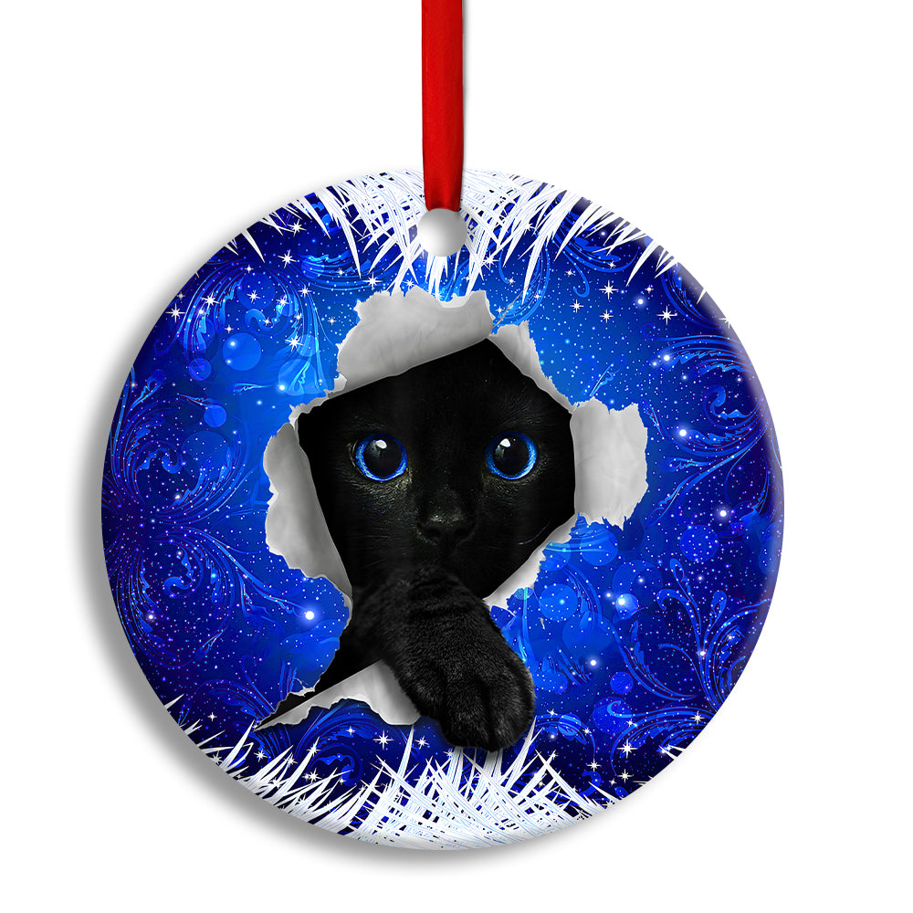 Christmas Black Cat Xmas Decor Tree Hanging - Circle Ornament - Owl Ohh - Owl Ohh