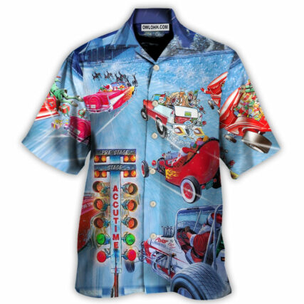Christmas Santa Claus Start Drag Racing Light - Hawaiian Shirt - Owl Ohh - Owl Ohh
