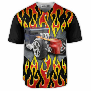 Hot Rod With Flame - Baseball Jersey - Owl Ohh - Owl Ohh