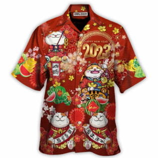 Tet Holiday Cat Happy New Year 2023 - Hawaiian Shirt - Owl Ohh for men and women, kids - Owl Ohh