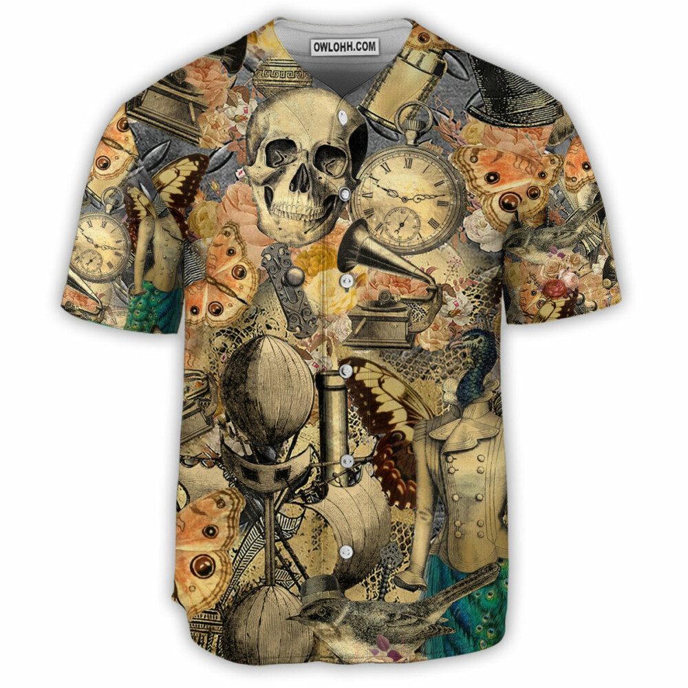 Skull Retro Style - Baseball Jersey - Owl Ohh - Owl Ohh