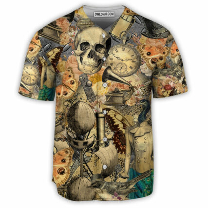 Skull Retro Style - Baseball Jersey - Owl Ohh - Owl Ohh