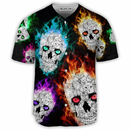Skull Color Smile Say Hi - Baseball Jersey - Owl Ohh - Owl Ohh