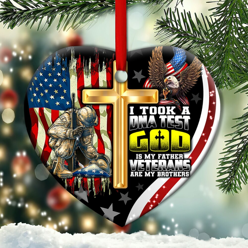 Veteran I Took A DNA Test God Is My Father Veterans Brothers - Heart Ornament - Owl Ohh - Owl Ohh