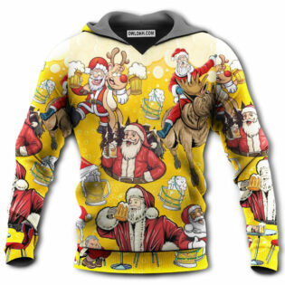 Beer Santa Funny Christmas Merry Xmas - Hoodie - Owl Ohh - Owl Ohh