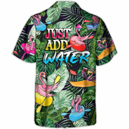 Kayaking Funny Flamingo Playing Kayaking Just Add Water Tropical Kayaking Lover - Hawaiian Shirt - Owl Ohh-Owl Ohh