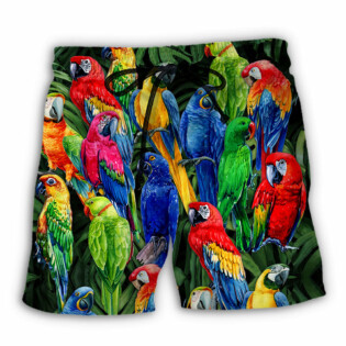 Parrot Family Colorful Tropical - Beach Short - Owl Ohh - Owl Ohh