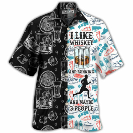 Wine Whiskey I Like Whiskey And Running - Hawaiian Shirt - Owl Ohh - Owl Ohh