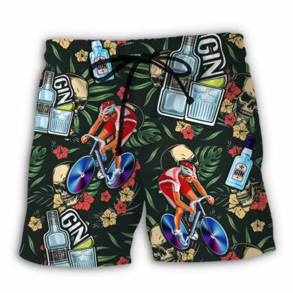 Wine Gin I Like Cycling And Gin - Beach Short - Owl Ohh - Owl Ohh