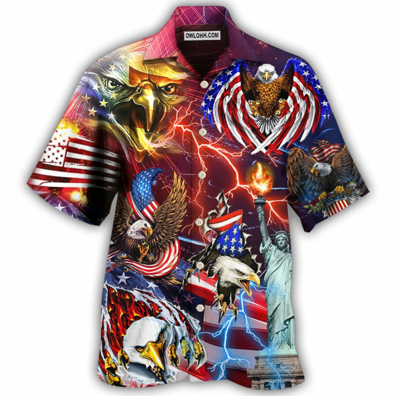 America Independence Day Eagle Lighting - Hawaiian Shirt - Owl Ohh - Owl Ohh