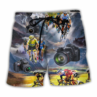 Cycling And Photography Lover Moutain Painting - Beach Short - Owl Ohh - Owl Ohh