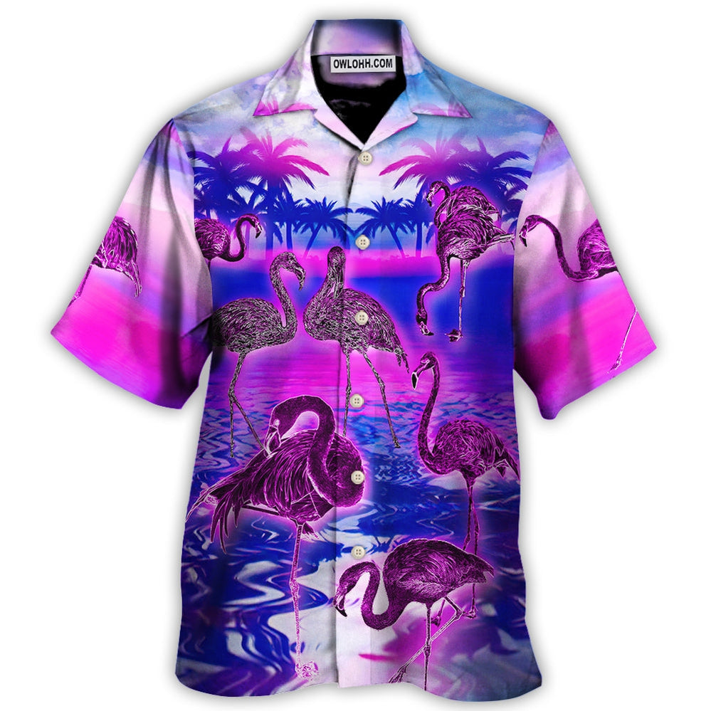 Flamingo - Be A Flamingo In A Flock Of Pigeons - Hawaiian Shirt - Owl Ohh for men and women, kids - Owl Ohh
