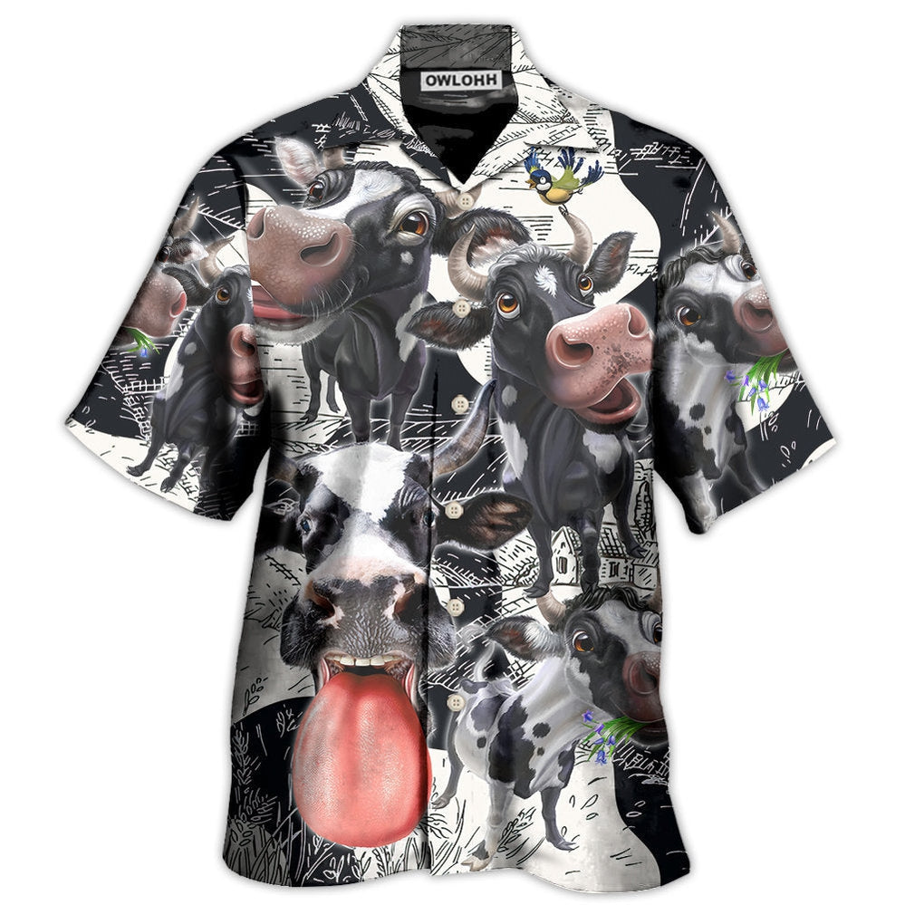Cow Funny Dairy Cow Happy Life In The Farm - Hawaiian Shirt - Owl Ohh - Owl Ohh