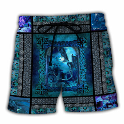 Dragon Blue Viking Pattern - Beach Short - Owl Ohh - Owl Ohh