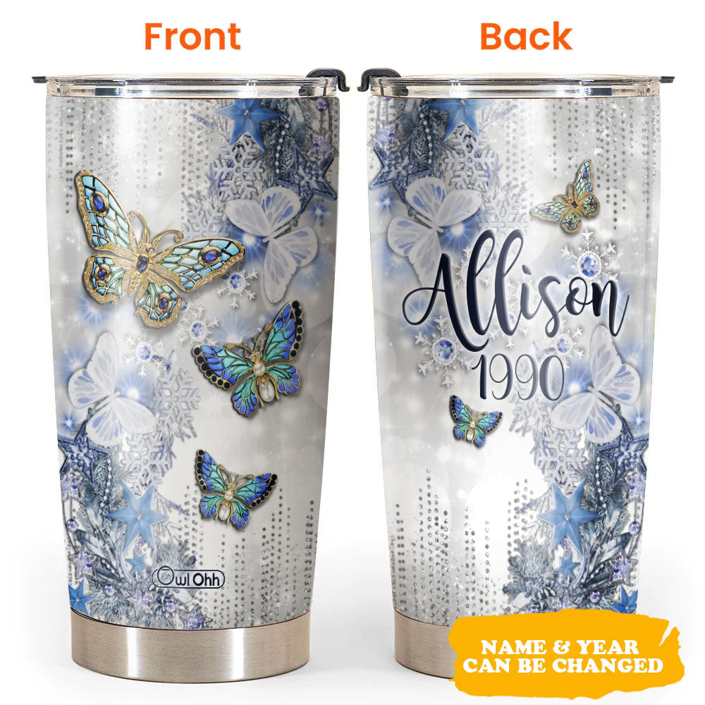 Butterfly Family Jewelry Style Golden Personalized - Tumbler - Owl Ohh - Owl Ohh