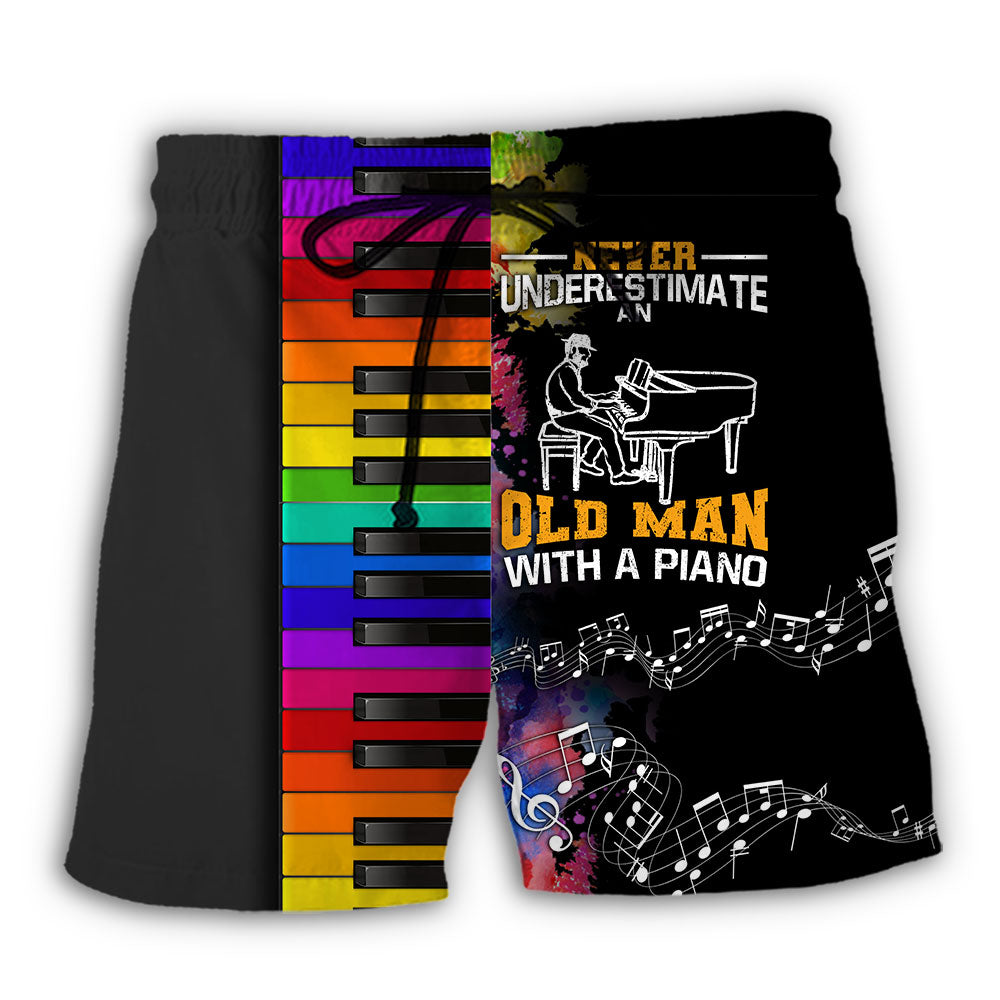 Piano Never Underestmate An Old Man With A Piano - Beach Short - Owl Ohh - Owl Ohh