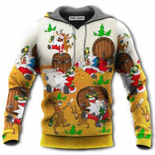 Christmas Santa Claus Drunk Beer Funny Happy Xmas - Hoodie - Owl Ohh - Owl Ohh